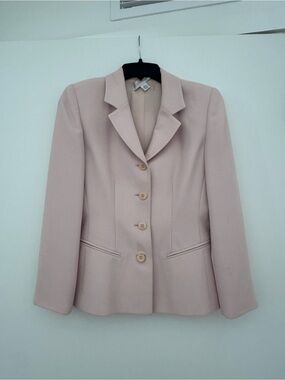 Petite Sophisticate Light Blush Pink Tailored Button Blazer